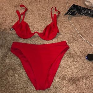 Red fashion nova swim suit